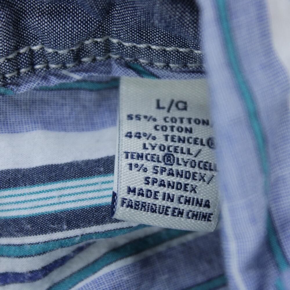 Tommy Bahama Island Crafted Striped Shirt Mens L Blue Cotton Long Sleeve - Picture 3 of 6